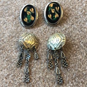 Vintage tribal clip on earrings